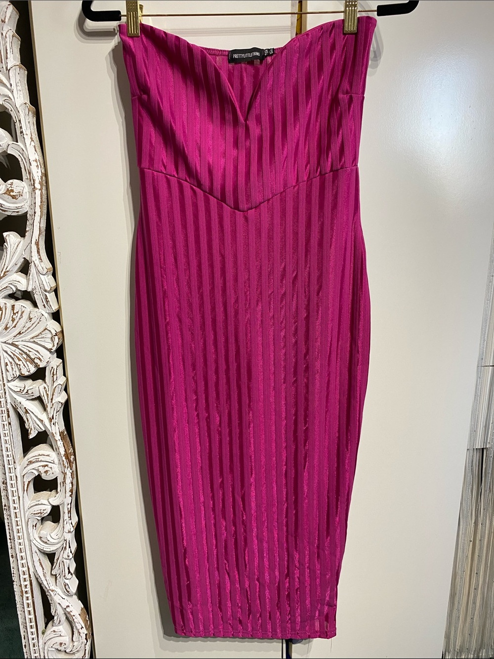 Pretty Little Thing Magenta Strapless Dress NWT